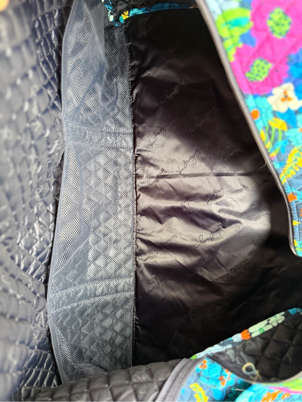 Vera Bradley Teal Floral Quilted Travel Duffle with Multicolor Blooms - Picture 8 of 9